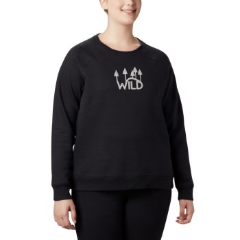 Columbia Hart Mountain Long Sleeve Graphic Crew Plus Size, Sudaderas Negros Para Mujer | 782041-MSR